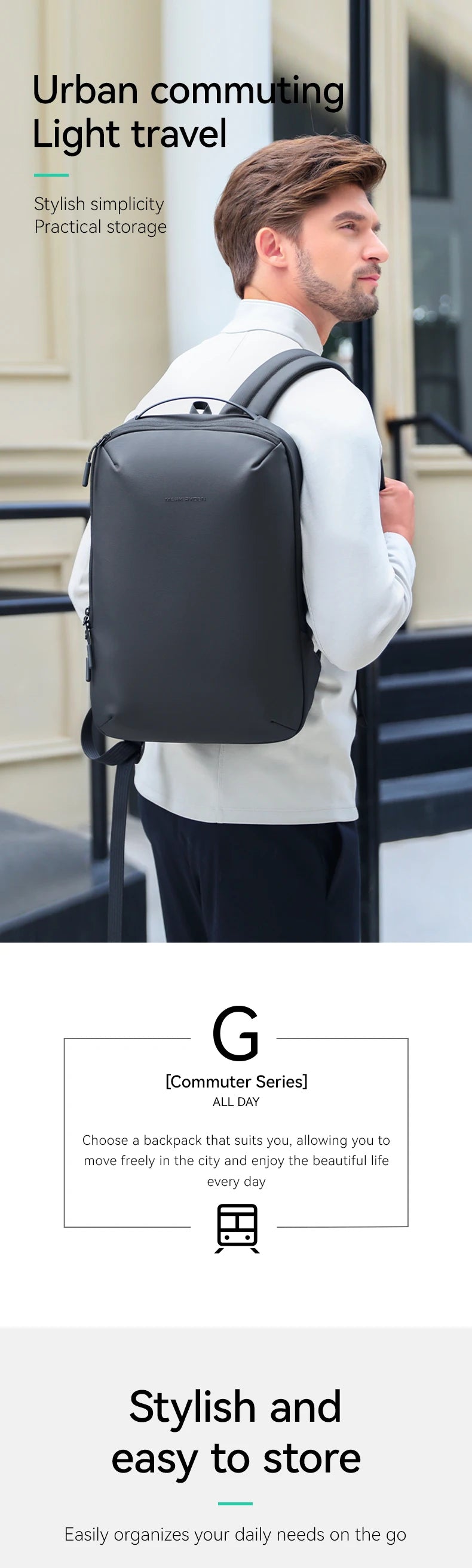 “MARK RYDEN MR2408 – Mochila Ejecutiva Impermeable de Diseño Minimalista”
