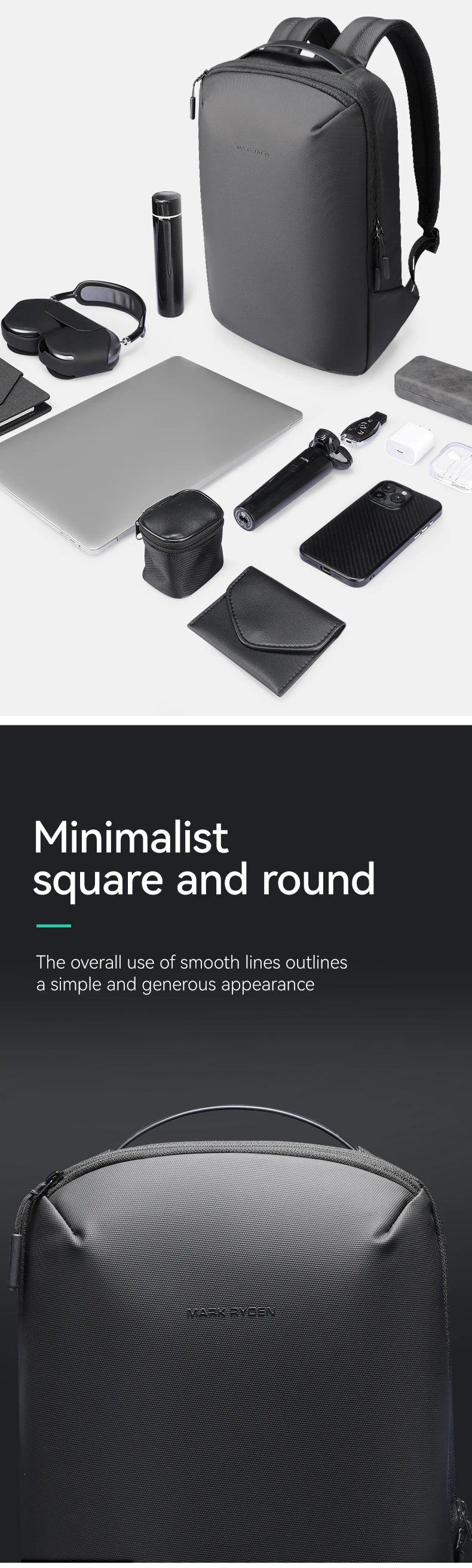“MARK RYDEN MR2408 – Mochila Ejecutiva Impermeable de Diseño Minimalista”